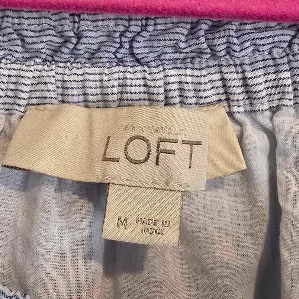 LOFT Eyelet Pin Striped Off the Shoulder Dress - Picture 9 of 9